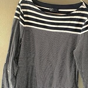 GAP Black and White Striped Long Sleeve Boatneck Top
